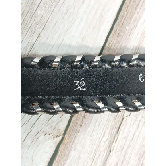 Cimarron Belt Corp Black and Silver Leather Belt Made in USA 36.5\
